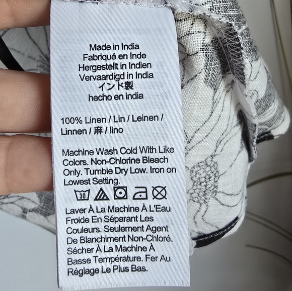 J.Crew, New Amber Black White Classic Floral Linen Halter Tank Top Size Large - Picture 9 of 12